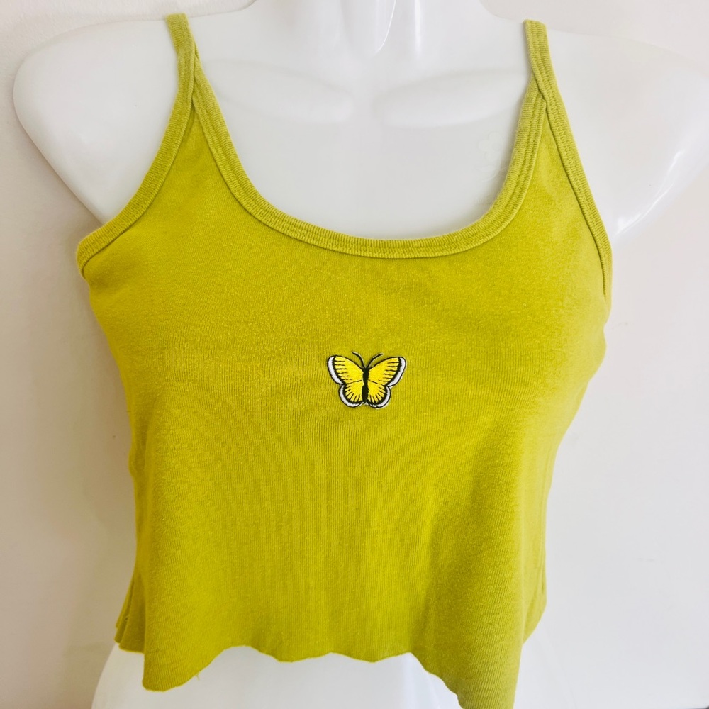 Vintage 90s green butterfly cropped tank top small
